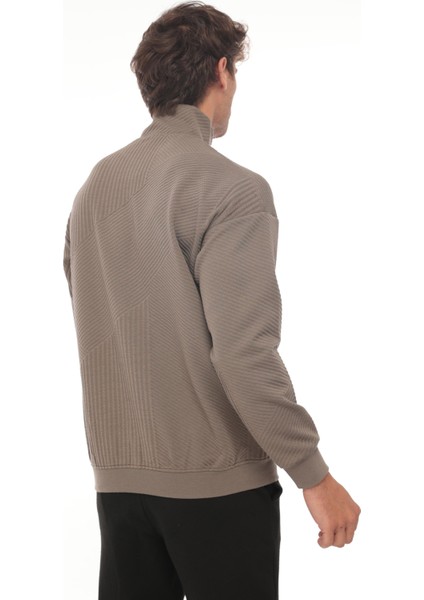 Vizon Jakarlı Kapitone Fermuarlı Regular Fit Sweatshirt- 2439 fırsatları