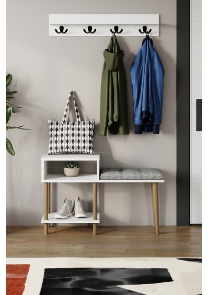 Puflu Ayakkabılık Raflı Ayakkabılık Iki Raflı Ayakkabılık-Beyaz fiyatları