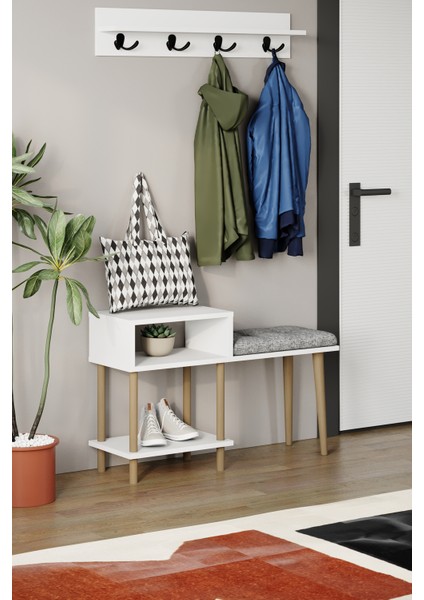 Puflu Ayakkabılık Raflı Ayakkabılık Iki Raflı Ayakkabılık-Beyaz modelleri