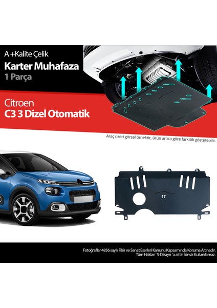 Citroen C3 Dizel Otomatik Çelik Karter Muhafaza Koruma 2017 Üzeri