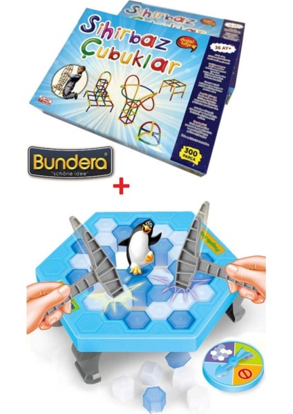 Penguen Buz Oyunu Buz Kırma Süper Bambu Çubuklar Sihirbaz Çubuklar Xl Süper Ikili Set