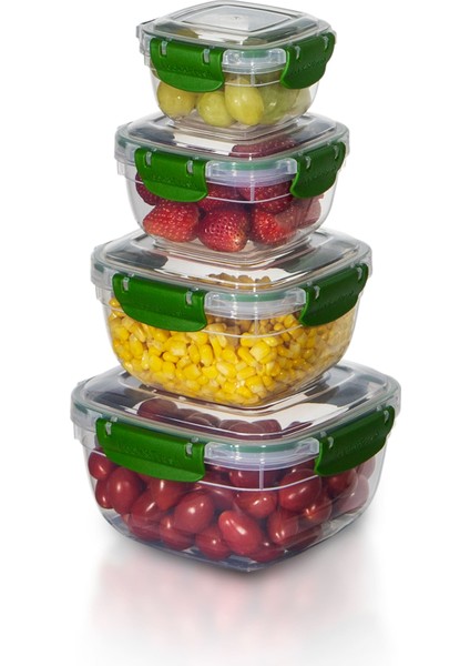4'lü Set Master Kare Saklama Kabı (275 ml - 500 ml - 900 ml - 1500 Ml)