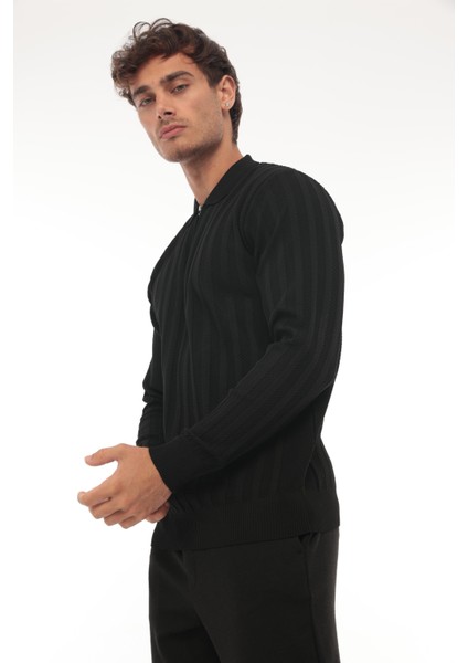 Siyah Petek Dokulu Fitilli Polo Yaka Triko Kazak- 2445 indirimleri