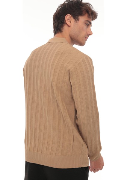 Kamel Petek Dokulu Fitilli Polo Yaka Triko Kazak- 2445 indirimleri