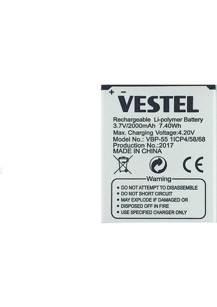 Vestel Venüs 5.5V ile Uyumlu Ithal Pil