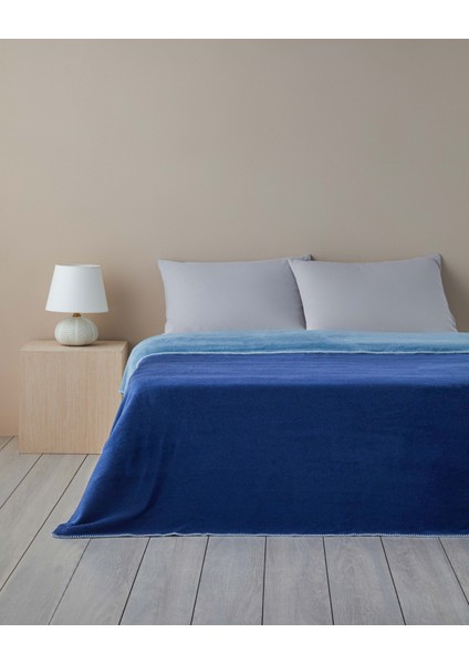 Plain Pamuklu Tek Kişilik Battaniye 150X200 cm Indigo-Mavi
