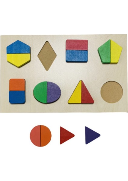 Ahşap Puzzle 3'ü 1 Arada Alfabe - Geometri - Sayılar