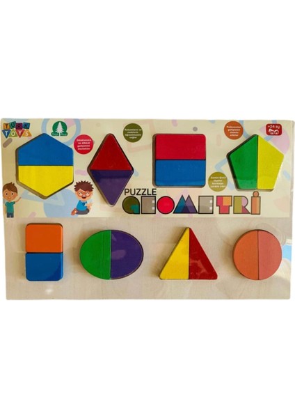 Ahşap Puzzle 3'ü 1 Arada Alfabe - Geometri - Sayılar