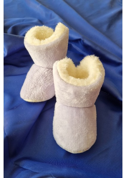 Peluş Bebek Tüylü Kaymaz Taban Patik 0-12 Ay Panduf