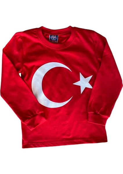 Çocuk Ay Yıldız Türk Bayraklı Uzun Kollu T-Shirt 23 NISAN29 EKIM19 Mayıs Gösteri Atatürk fiyatları