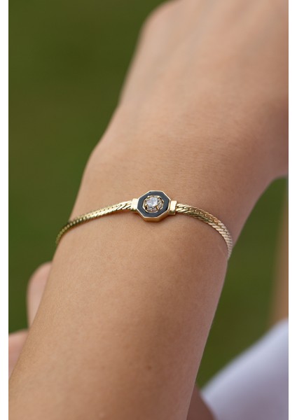 14 Ayar Tektaş Detaylı Italyan Zincir Altın Bileklik 14BLK0020 fiyatları