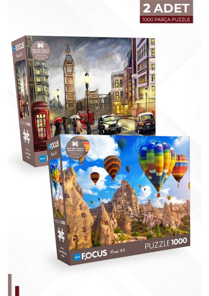 2 Adet 1000 Parça Puzzle - London ve Cappadocia