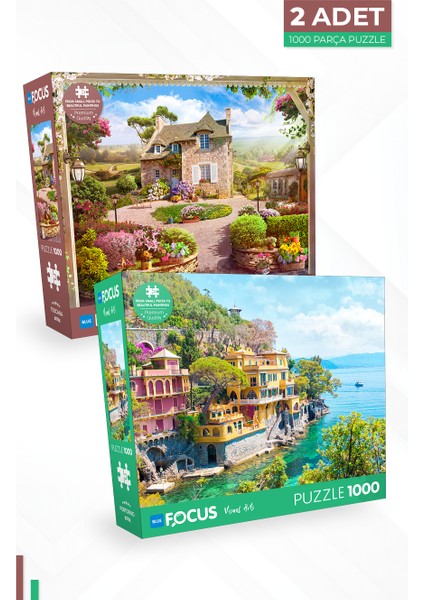 2 Adet 1000 Parça Puzzle - Toscana ve Portofino