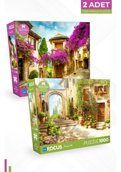 2 Adet 1000 Parça Puzzle - Provence ve Old Street (Eski Sokak)