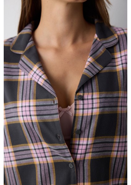 Halie Checked Antrasit Gömlek Pantolon Pijama Takımı fırsatları