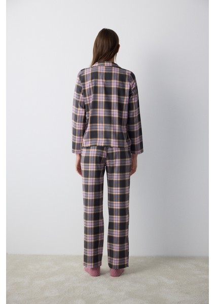 Halie Checked Antrasit Gömlek Pantolon Pijama Takımı indirimleri