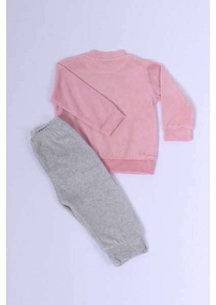 Bebek Kadife Eşofman Takımı Baskılı Çıtçıtlı D37 modelleri