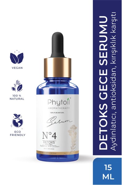 Detoks Gece Serumu- Aydınlatıcı, Antioksidan,  -No4 Serum One Night Detox 15 ml