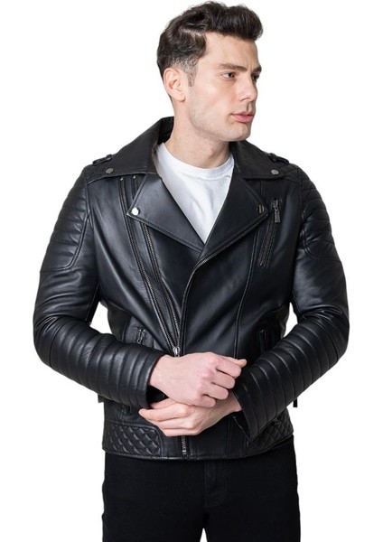 Aragorn Siyah Deri Lvl2 Korumalı Motosiklet Mont