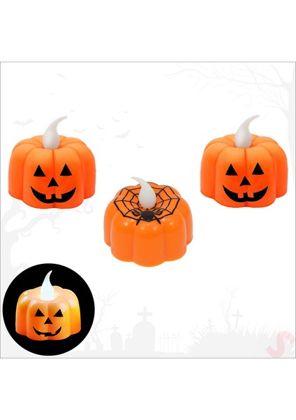 Halloween bal kabağı led mum, 5 cm x 3 adet