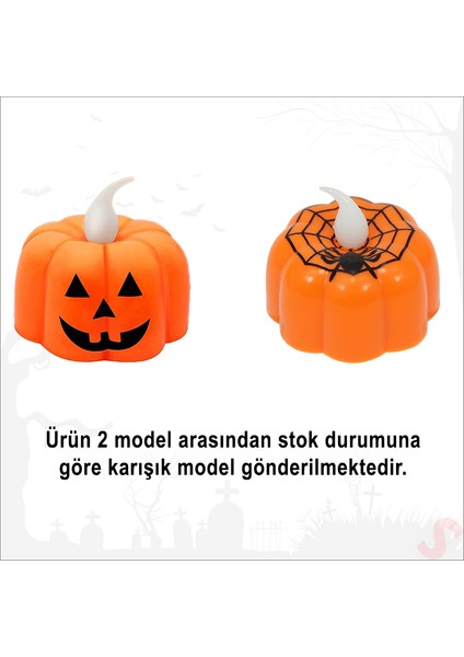 Halloween bal kabağı led mum, 5 cm x 3 adet