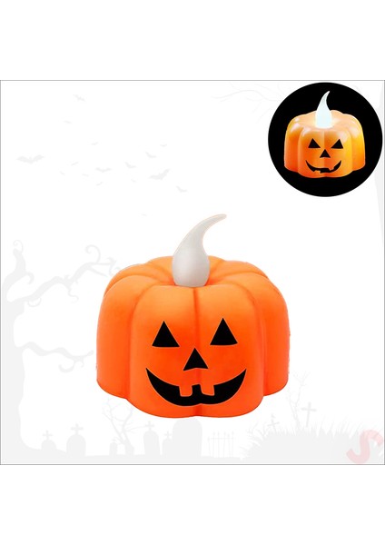 Halloween bal kabağı led mum, 5 cm x 3 adet