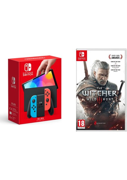 Switch OLED Yeni Nesil Konsolu Sıfır + The Witcher 3 Wild Hunt Oyunlu Bundle