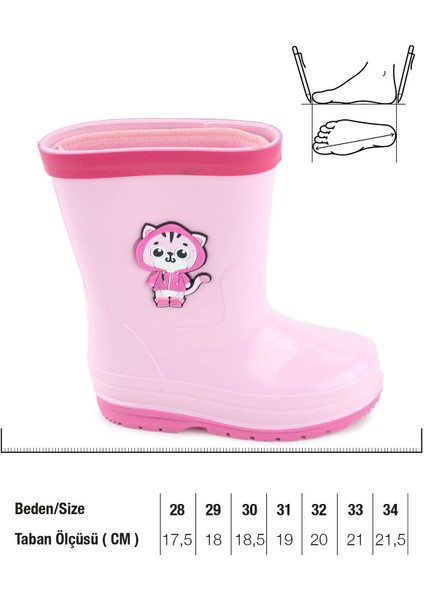 Kız Çocuk Kışlık Içinde Çıkarılabilir Ek Çoraplı Su Geçirmez Yağmur Bot Çizme fiyatları