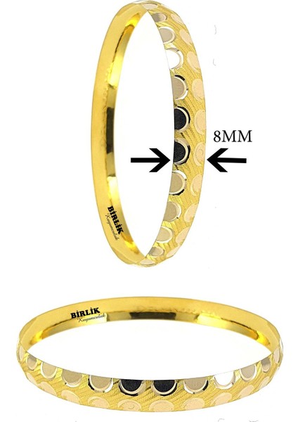Benekli Model Hediyelik Takı Bileziği 8 MM Oluklu