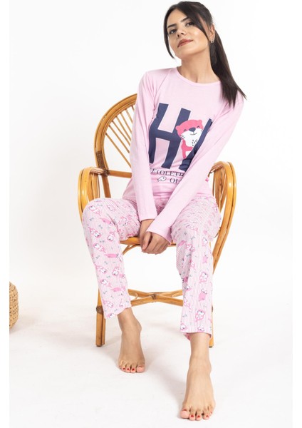 Kadın 2461 Uzun Kol Pijama Takımı Pembe