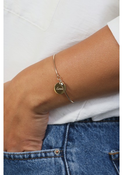 14 Ayar Altın Kalp ve Plaka Model Ince Kelepçe fiyatları