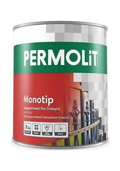 Monotip Antipas Parlak Metal Boyası 0.75 L Beyaz 1001