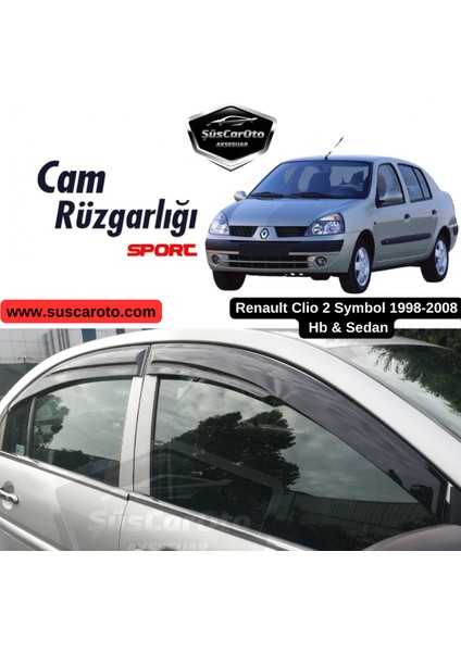 Renault Clio 2 Symbol Hb&sedan 1998-2008 Uyumlu Mugen Cam Rüzgarlığı Seti Piano Black 4'lü