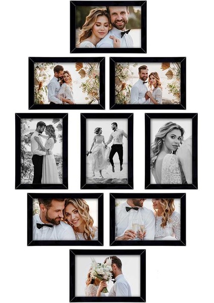 9 Adet 15X21 Çerçeve - Mdf A5 Çerçeve - Çoklu Fotoğraf Çerçevesi