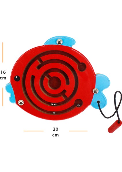 Doğal Ahşap Hayvan Figürlü Mıknatıslı Labirentte Yol Bulma Oyuncağı