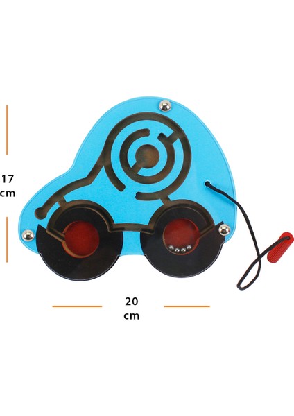Doğal Ahşap Hayvan Figürlü Mıknatıslı Labirentte Yol Bulma Oyuncağı
