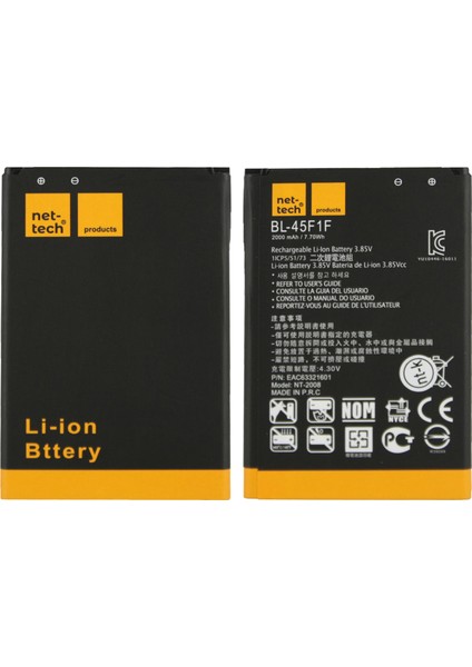 Lg K8 2017 Uyumlu Nettech BL-45F1F 2000 Mah Batarya
