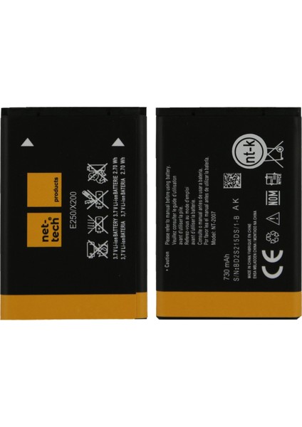 Samsung Sgh- E250 Uyumlu Nettech NT-2007 730 Mah Batarya