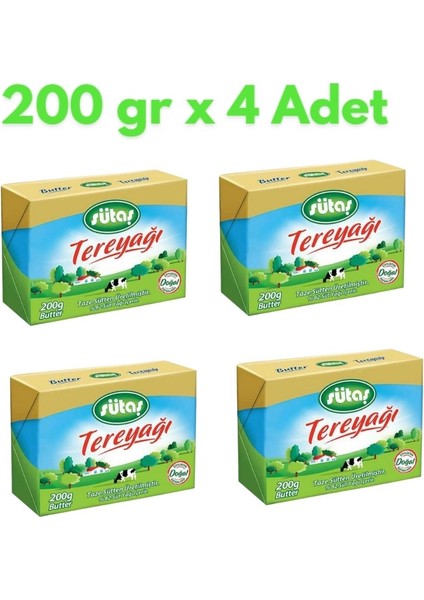 Tereyağı 200gr x 4 Adet Ekonomik Paketi Kahvaltılık Yemek Taze Sütten Üretilmiş Tereyağı