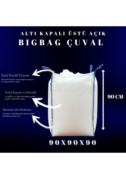 90X90X90 Ebatlarında Standart Bigbag Çuval 1 Ton Taşıma Kapasiteli 5 Adet