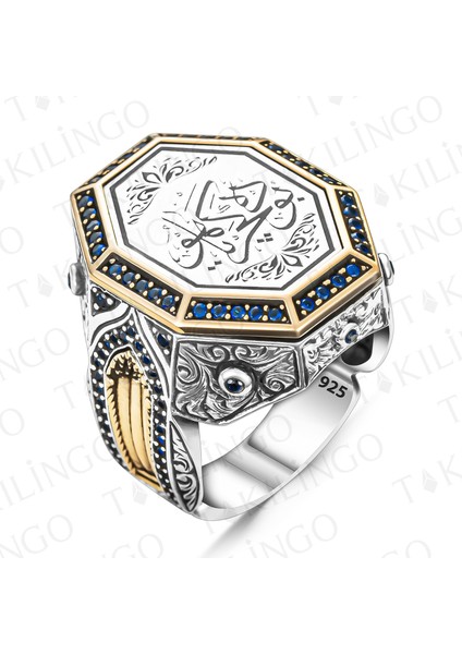 925 Ayar Gümüş Bu Da Geçer Yahu Yazılı Zirkon Taşlı Usta Işi Erkek Yüzük fiyatları