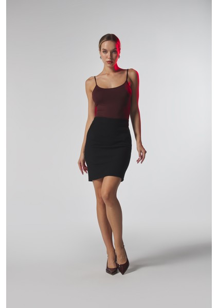 Siyah Kumaş Mini Etek