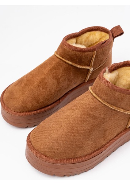 Taba Süet Içi Kürklü Kışlık Kapalı Burun Kadın Günlük Terlik modelleri