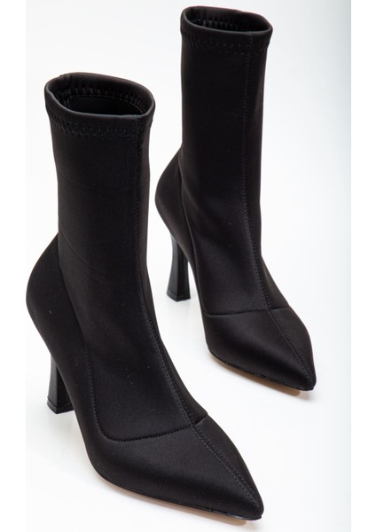 Kadın Siyah Streç Bilekli Orta Boy Topuklu Bot modelleri