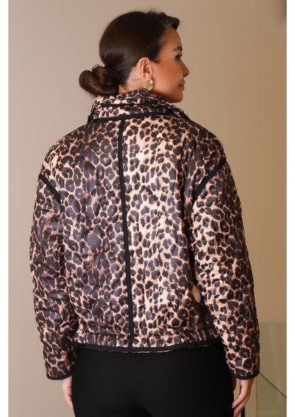 Leoapr Desenli Camel Kadın Şişme Mont D99463-2K5