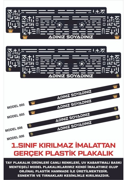 Oto Plakalık Siyah Kişiye Özel Isimli 2 Adet UV Kabartmalı Takmatik Plakalık