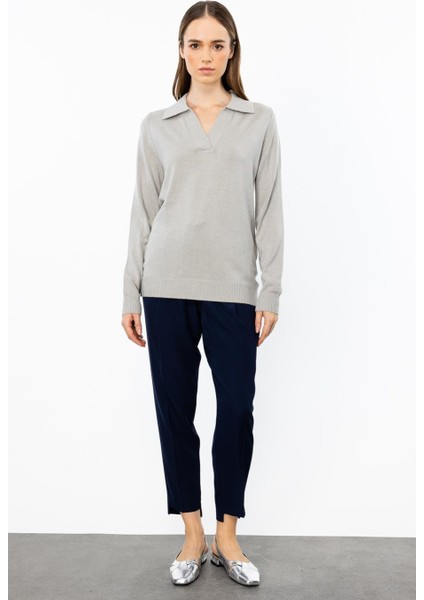 Gömlek Yaka Gri Kadın Triko 45324-2K5 fiyatları