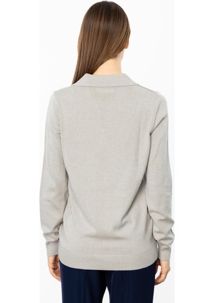 Gömlek Yaka Gri Kadın Triko 45324-2K5 fırsatları