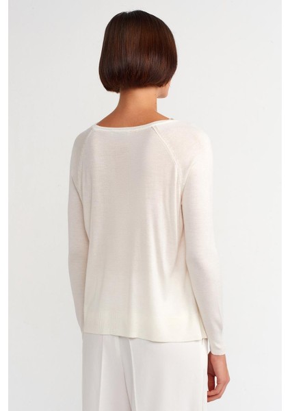 Bisiklet Yaka Basic Ekru Kadın Triko Kazak 10536-2K5 fırsatları