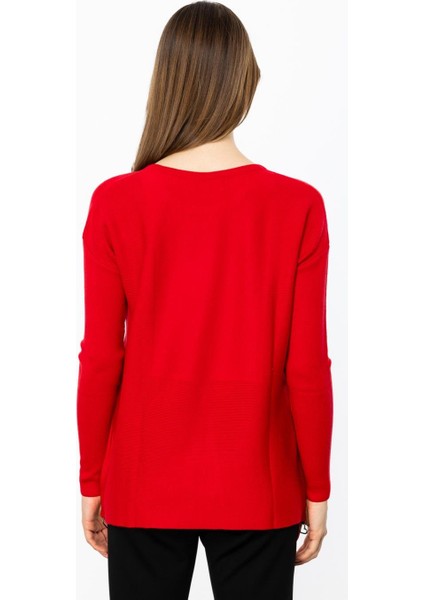 Cepli Kırmızı Kadın Triko Kazak 45318-2K5 fırsatları